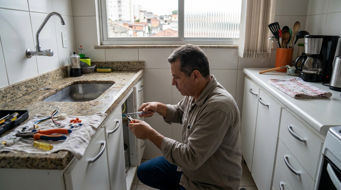 Eletricista instalando torneira eletrica em Natal‑RN