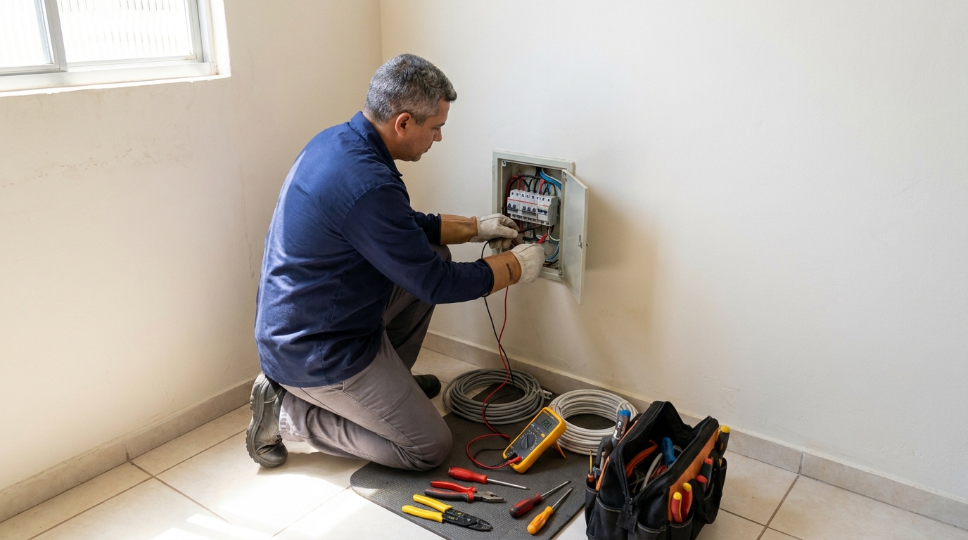 Eletricista realizando manutencao em Natal‑RN