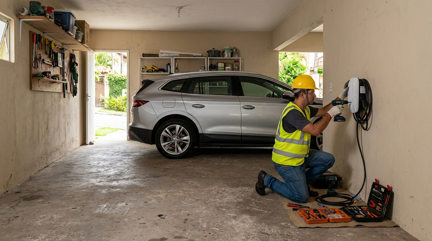 Instalacao de carregador de carro eletrico residencial em Natal‑RN