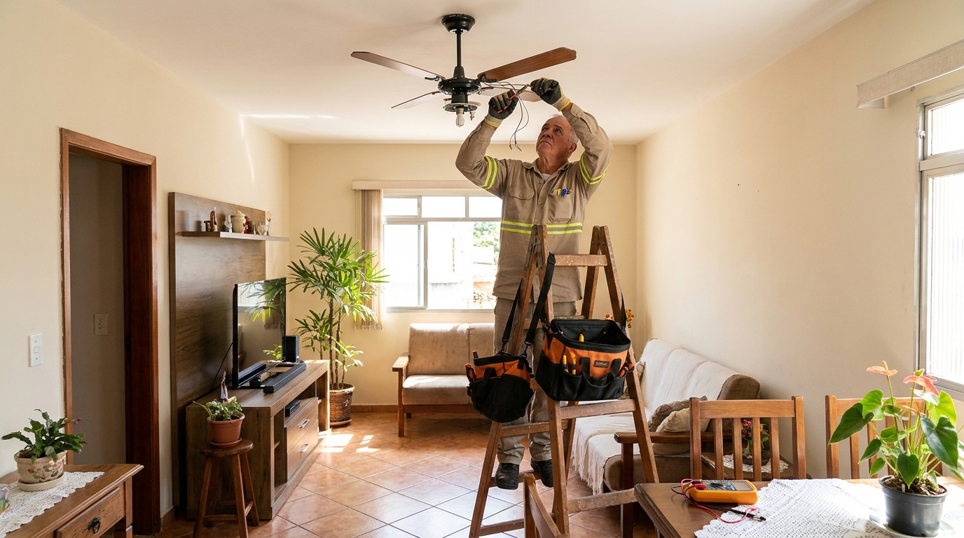 Montagem de ventilador de teto em Natal‑RN